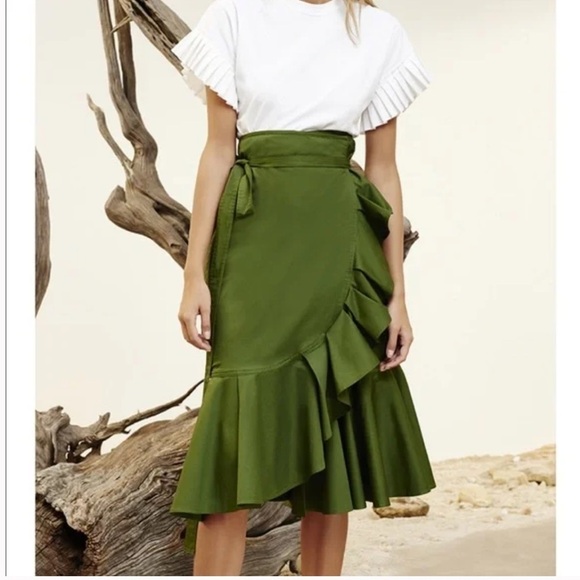 Alexis Dresses & Skirts - ALEXIS Cotton Tie-waist Ruffle Midi Skirt